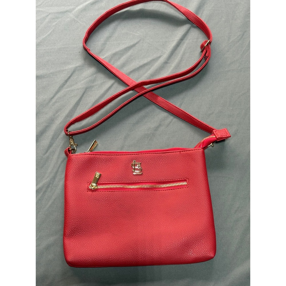 St Louis Cardinals MLB Crossbody Bag Red Faux Leather Gold Hardware STL 9"x6"